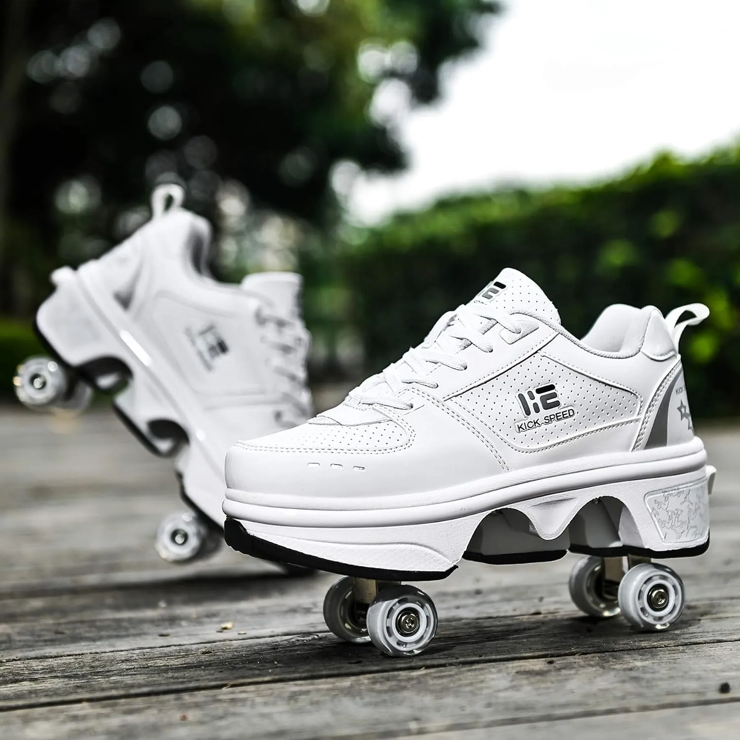 Four-Wheel 2-in-1 Roller Skate Shoes Unisex Skates Detachable Kids Sneakers with Wheels