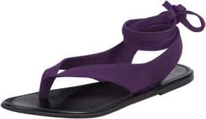 FOWT Women Split Round Toe Sandals Lace up Strappy Comfortable Flats Casual Summer Soft Flip Flop Shoes Size 4-16 US