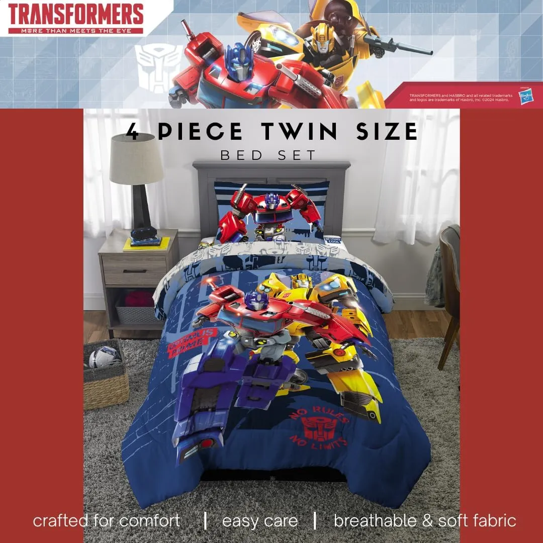 Franco Transformers Optimus Prime Super Soft Comforter and Sheet Set with Sham, 4 Piece Twin Size, (Official Licensed Product) Collectibles
