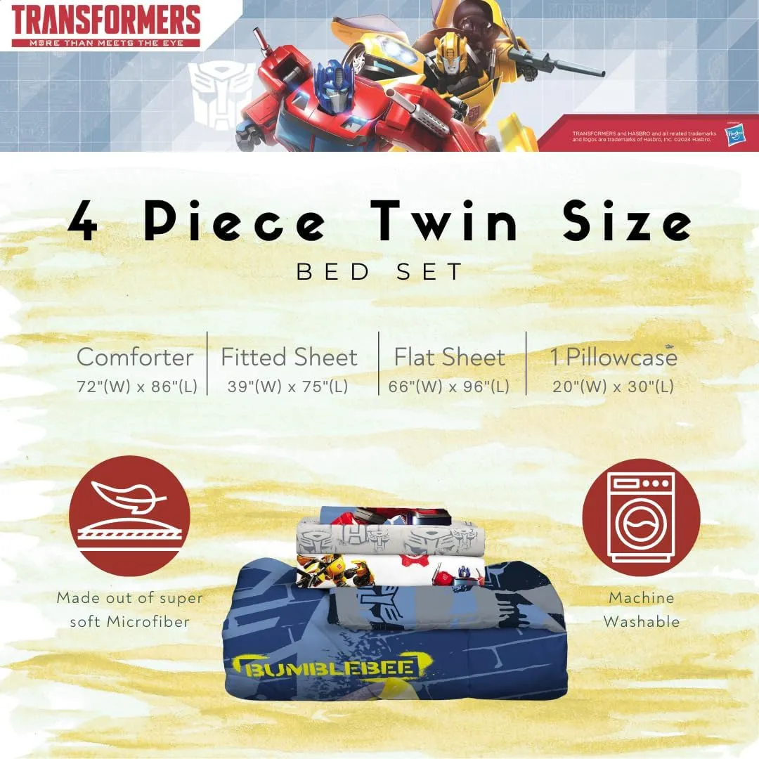 Franco Transformers Optimus Prime Super Soft Comforter and Sheet Set with Sham, 4 Piece Twin Size, (Official Licensed Product) Collectibles