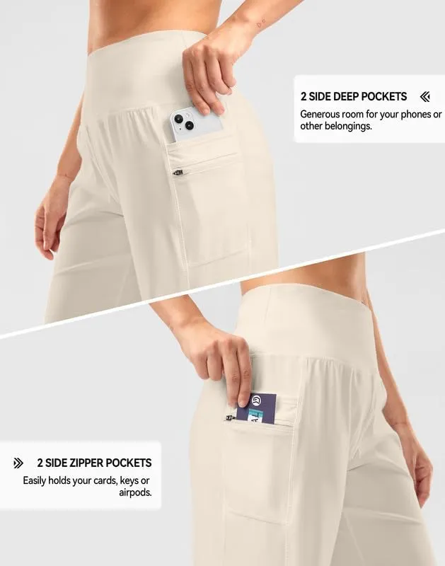 G Gradual Women's High Waisted 9" Bermuda Shorts with Zipper Pockets Athletic Workout Long Shorts for Women Knee Length