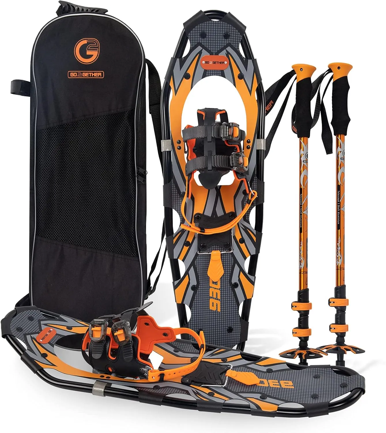 G2 21/25/30/36 Inches Light Weight Snowshoes with Toe Box, EVA Padded Ratchet Binding, Heel Lift, Flexible Pivot Bar, Durable Back Strap, Trekking Poles, Carrying Bag, Snow Baskets(6 colors available)