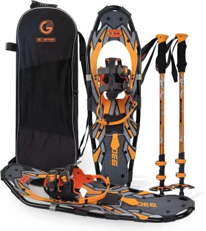 G2 21/25/30/36 Inches Light Weight Snowshoes with Toe Box, EVA Padded Ratchet Binding, Heel Lift, Flexible Pivot Bar, Durable Back Strap, Trekking Poles, Carrying Bag, Snow Baskets(6 colors available)