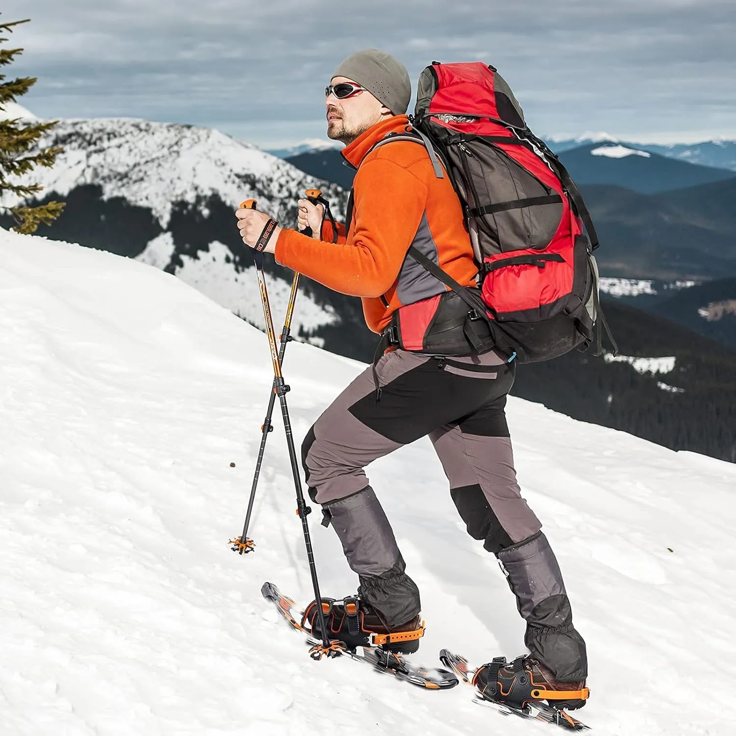G2 21/25/30/36 Inches Light Weight Snowshoes with Toe Box, EVA Padded Ratchet Binding, Heel Lift, Flexible Pivot Bar, Durable Back Strap, Trekking Poles, Carrying Bag, Snow Baskets(6 colors available)