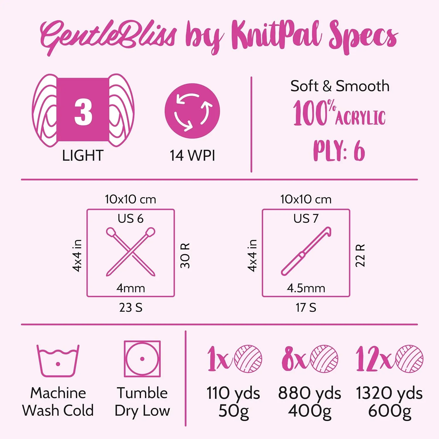 GentleBliss Soft Baby Yarn for Crocheting, 8 Skeins, 880Yds/400G, Free Patterns - Acrylic Baby Blanket Yarn for Knitting - Light Worsted 3 DK Weight - Black Ink