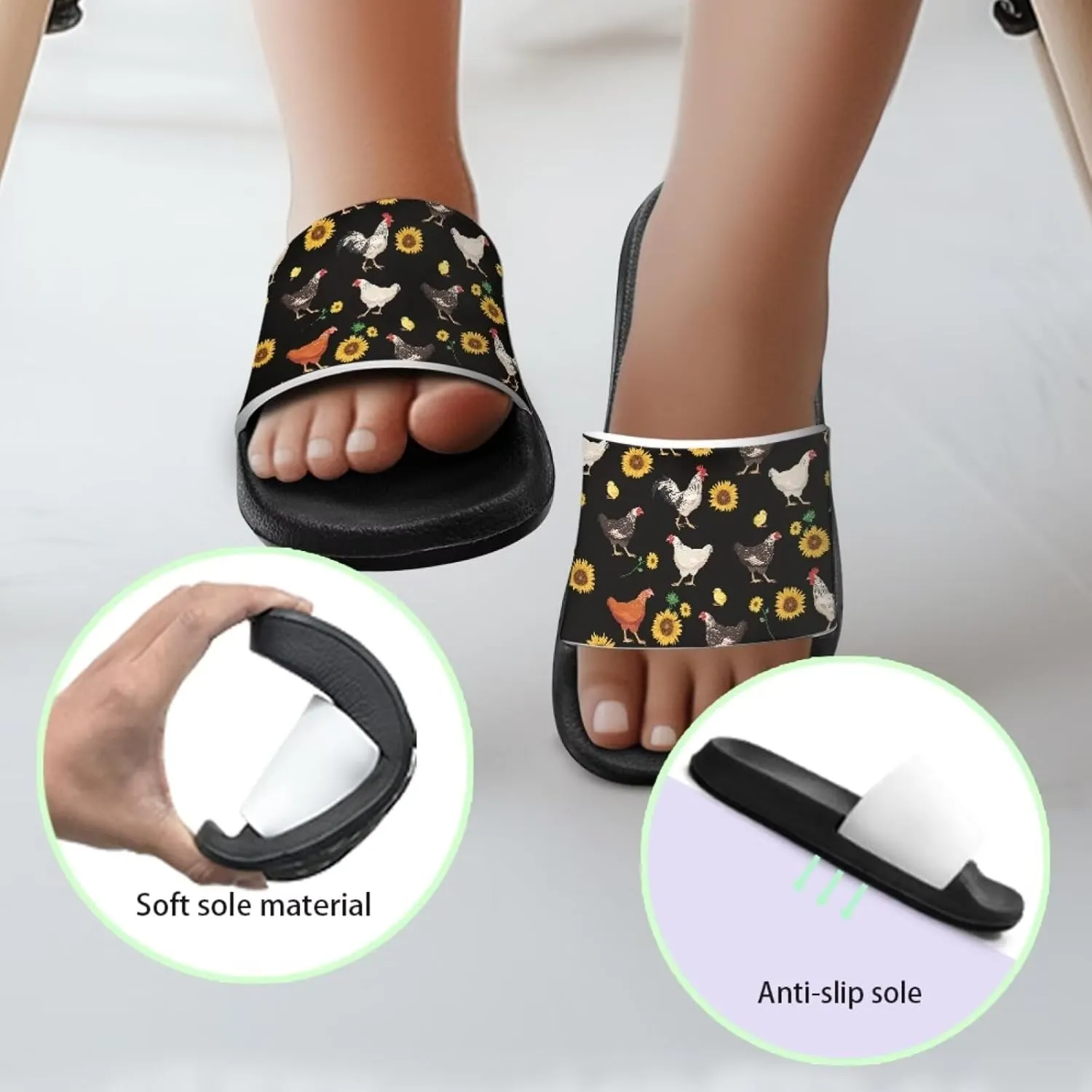 Girls Slide Sandals Breathable Summer Shoes for Kids with Non-Slip Sole Slides for Beach & Pool