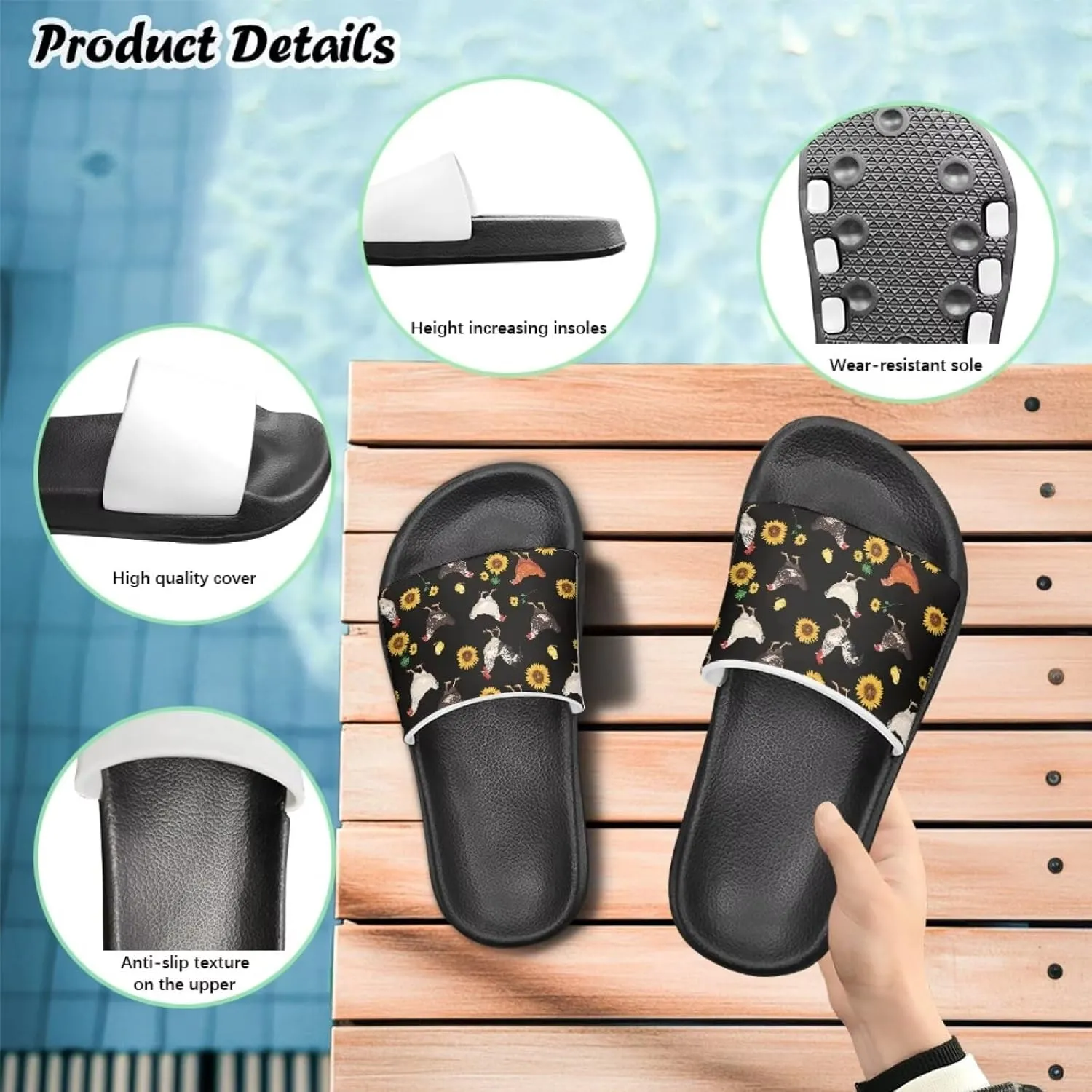 Girls Slide Sandals Breathable Summer Shoes for Kids with Non-Slip Sole Slides for Beach & Pool