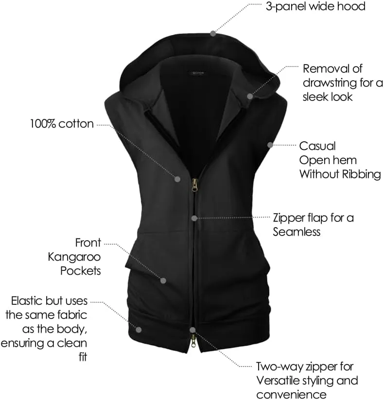 GIVON Women's Lightweight Hooded Vest Sleeveless 1/4 Zip Pullover Casual Hoodie Sweatshirt with Pockets