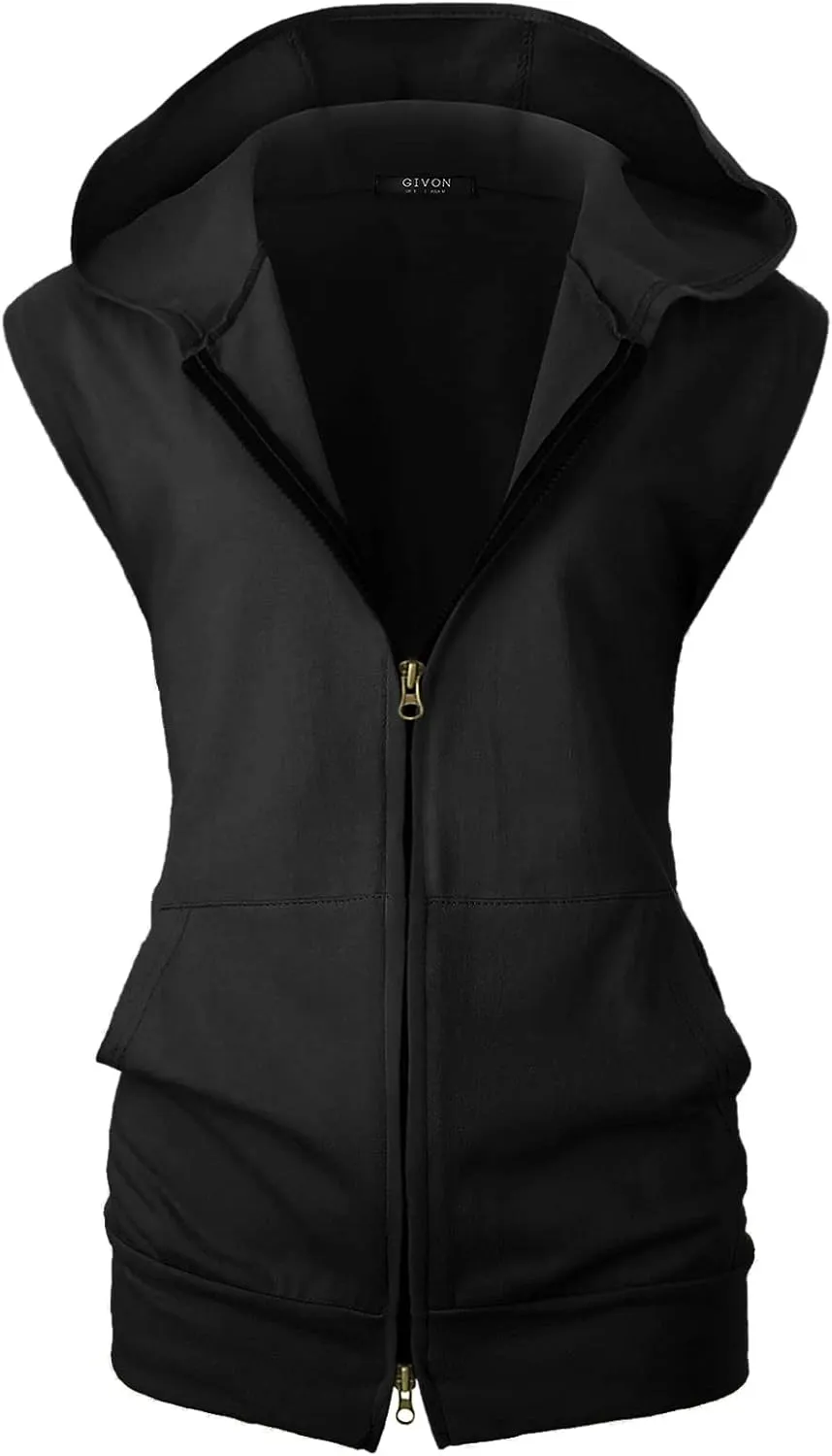 GIVON Women's Lightweight Hooded Vest Sleeveless 1/4 Zip Pullover Casual Hoodie Sweatshirt with Pockets