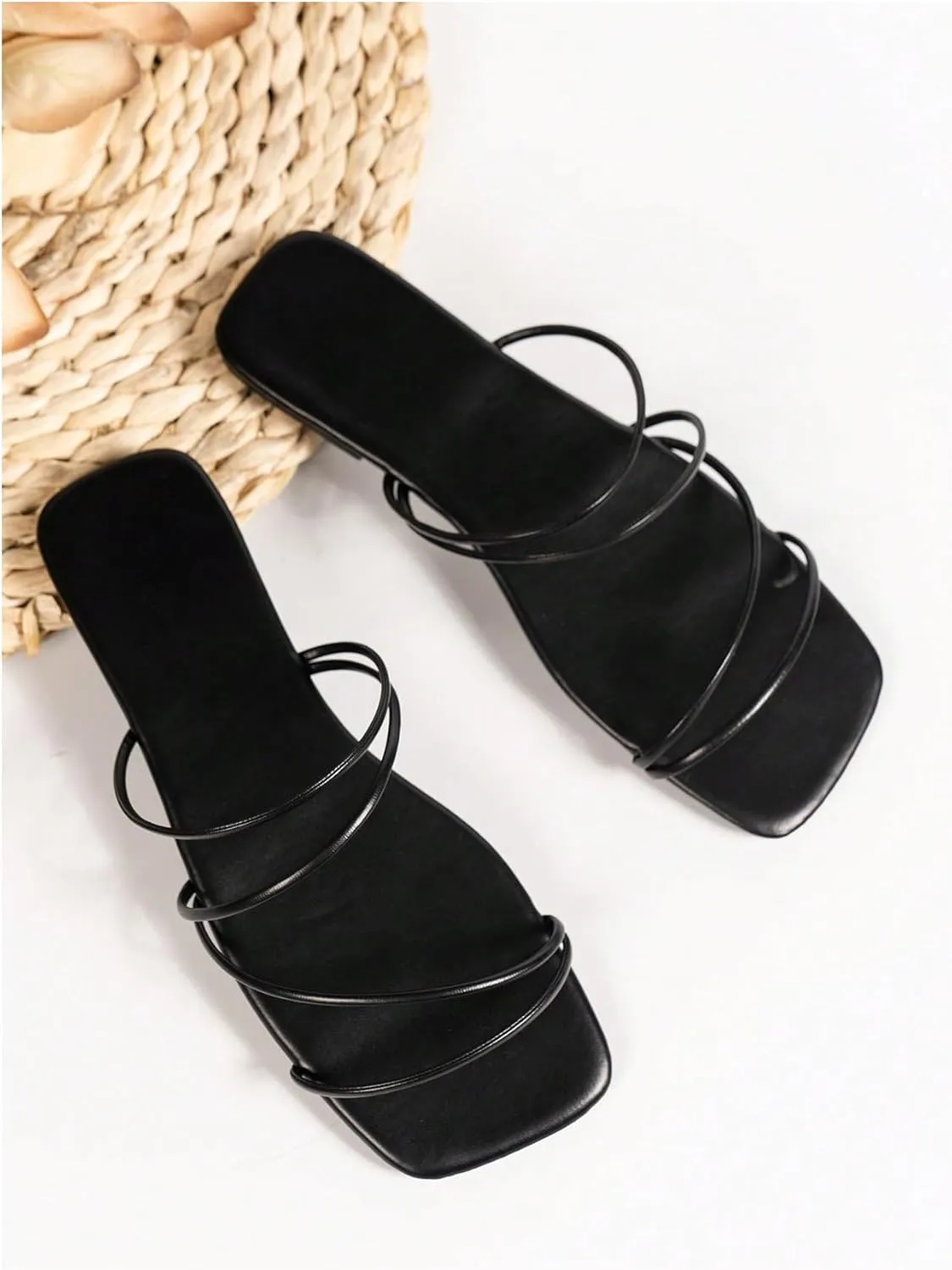 GORGLITTER Women's Criss Cross Strappy Sandals Dress Flats Open toe Summer Slide Shoes