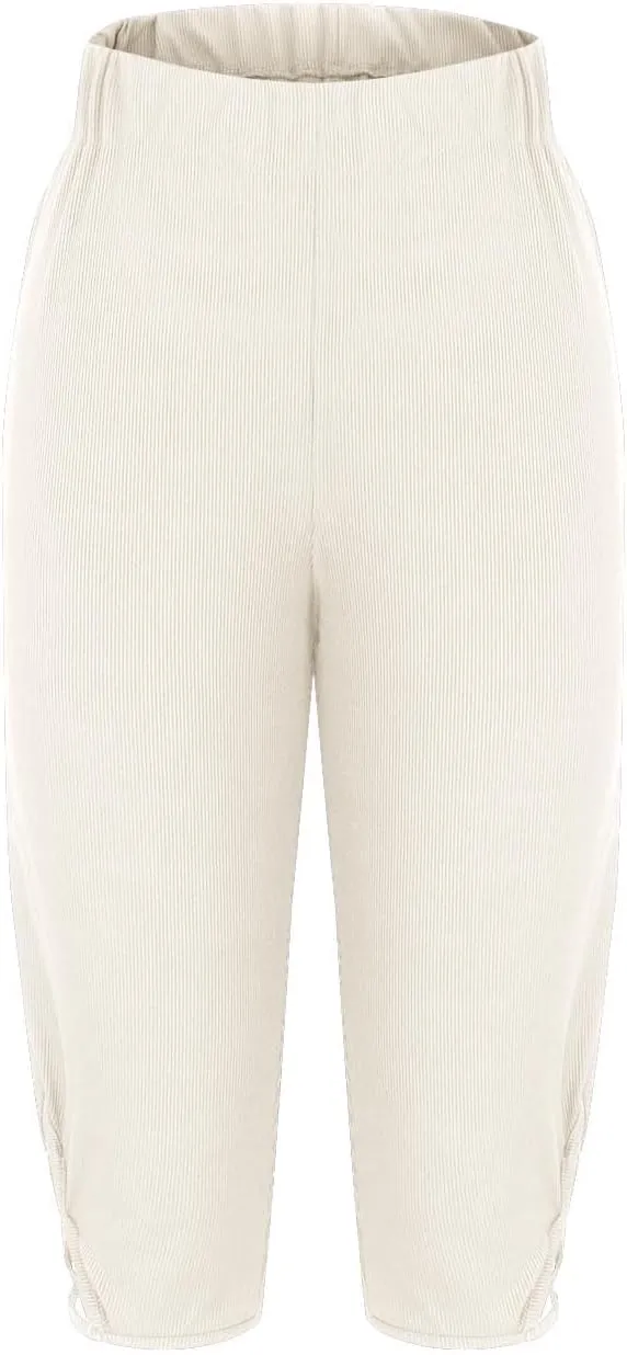 HGps8w Capri Leggings for Women Crossover Cutout Hem Knee Length Yoga Pants Casual Comfy Cropped Lounge Pants Pack of 2