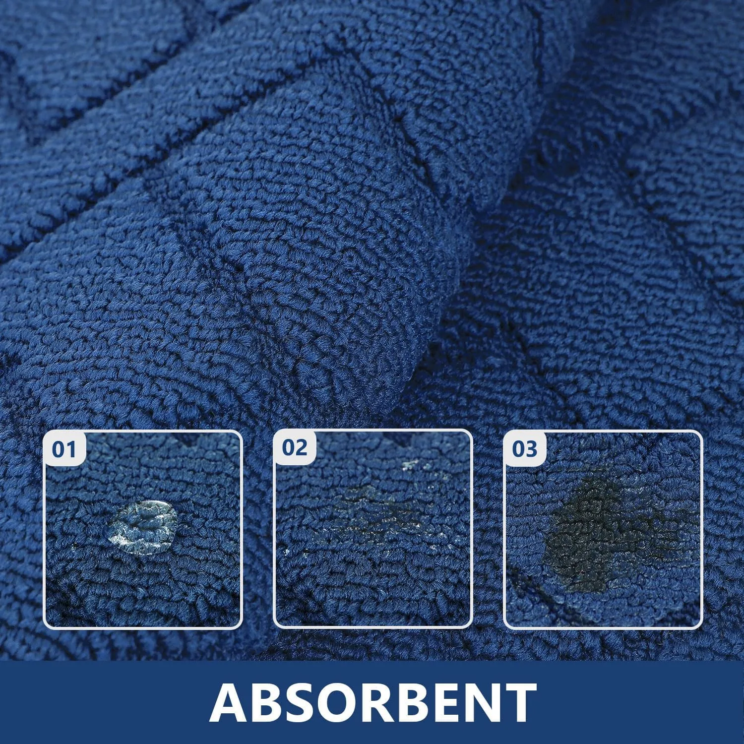 hicorfe Kitchen Rugs and Mats Sets,2 Pieces Super Absorbent Polypropylene Non-Slip Rug,Soft Comfort Floor Mat,Washable for Kitchen,Hallway,Office,Sink,Laundry(24" x 35" 24" x 71",Navy Blue)