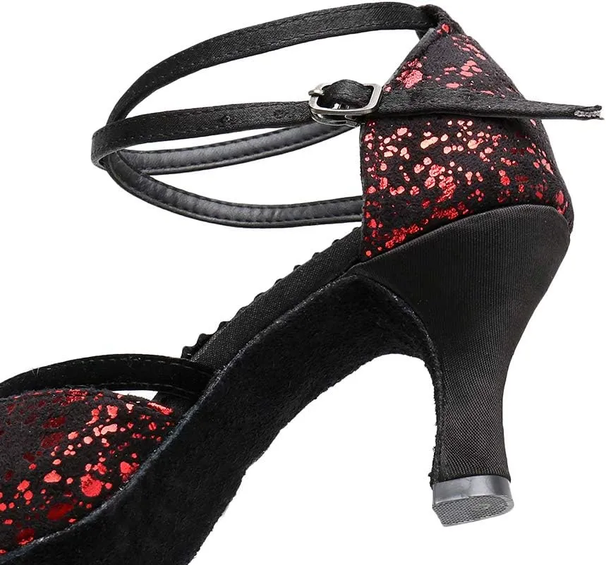 HIPPOSEUS Women Professional Latin Dance Shoes Open Toe Tango Salsa Bachata Ballroom Performance Dance Heels,Model MF1816