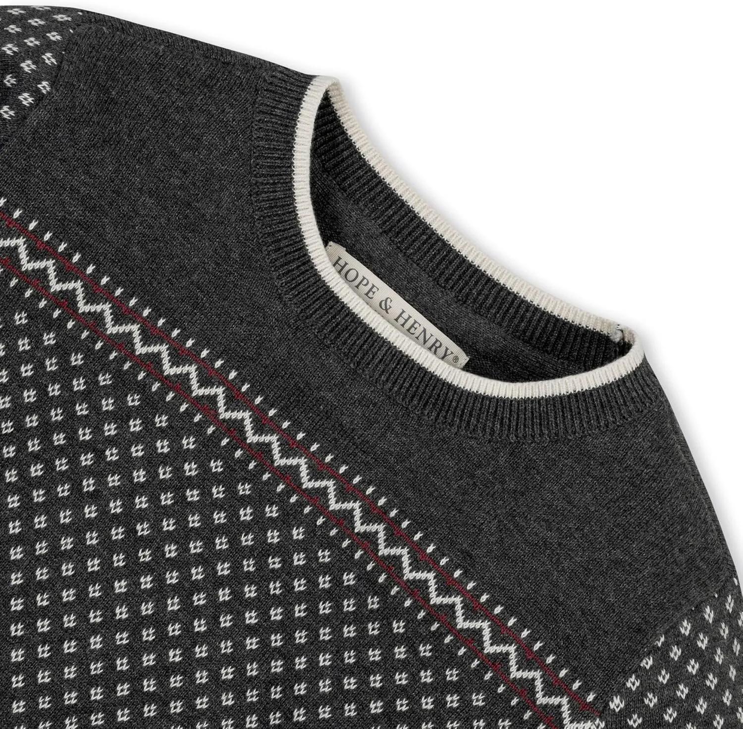 Hope & Henry Boys' Long Sleeve Crew Neck Pullover Sweater