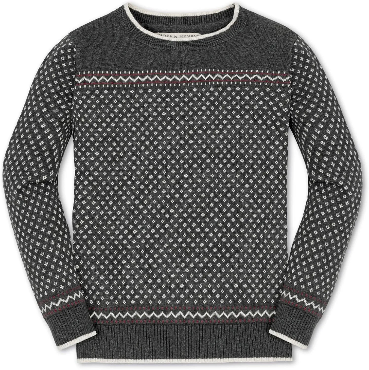 Hope & Henry Boys' Long Sleeve Crew Neck Pullover Sweater
