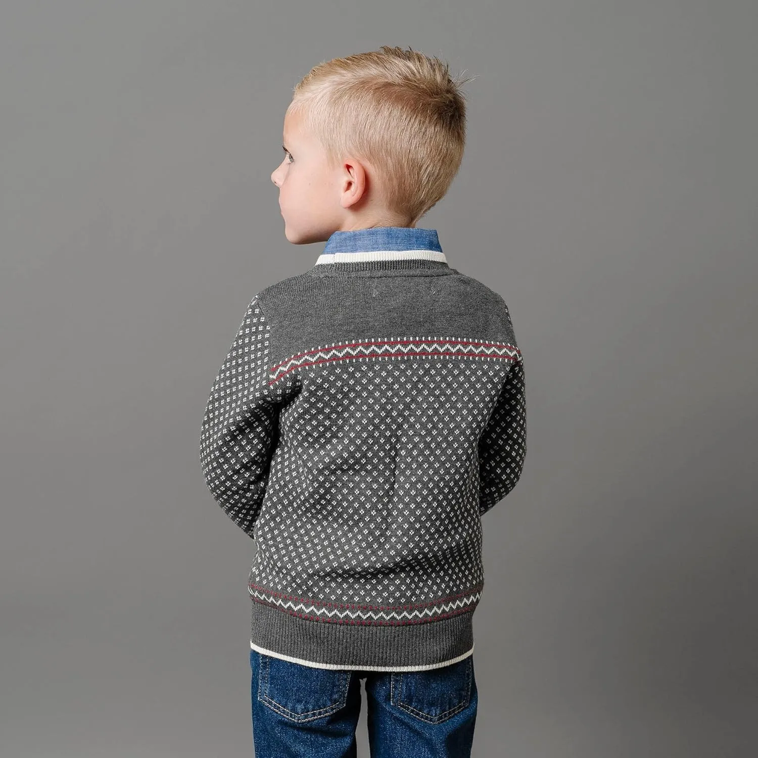 Hope & Henry Boys' Long Sleeve Crew Neck Pullover Sweater