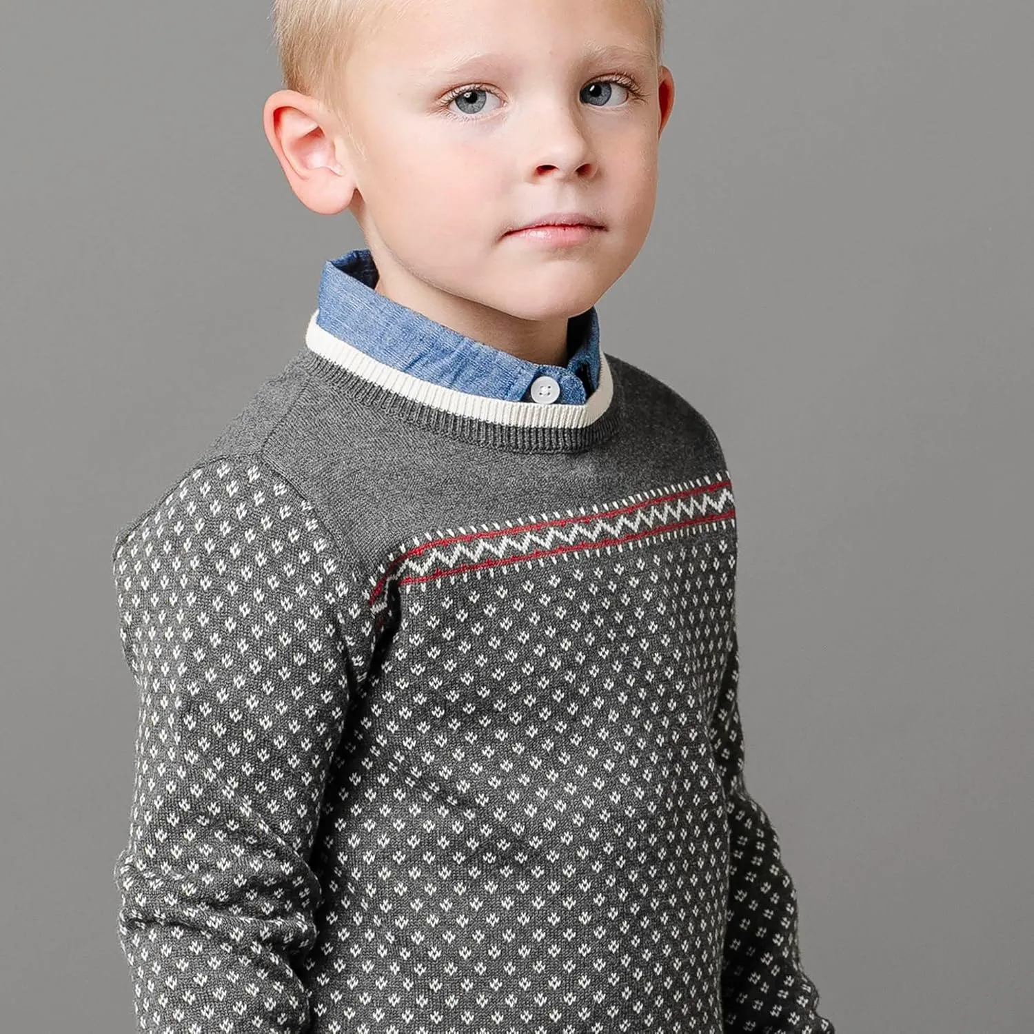 Hope & Henry Boys' Long Sleeve Crew Neck Pullover Sweater