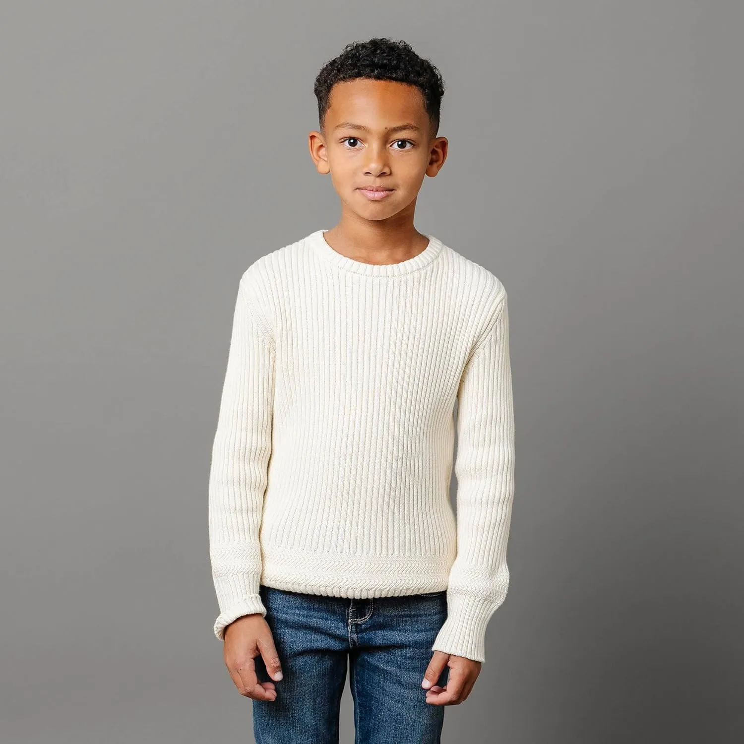 Hope & Henry Boys' Long Sleeve Crew Neck Pullover Sweater