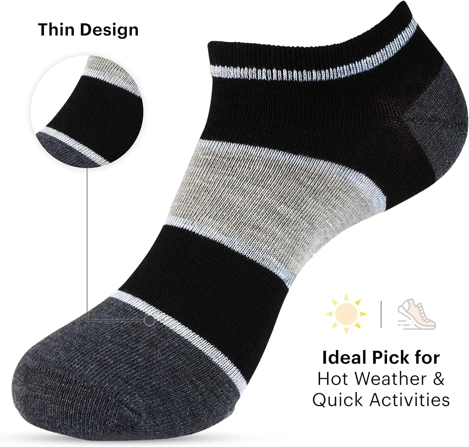 HOT FEET Thin Ankle Socks for Women & Girls – Fun & Cute Low Cut Athletic No Show Socks for Teen Girls. 6, 8, 18 PK Size 4-10