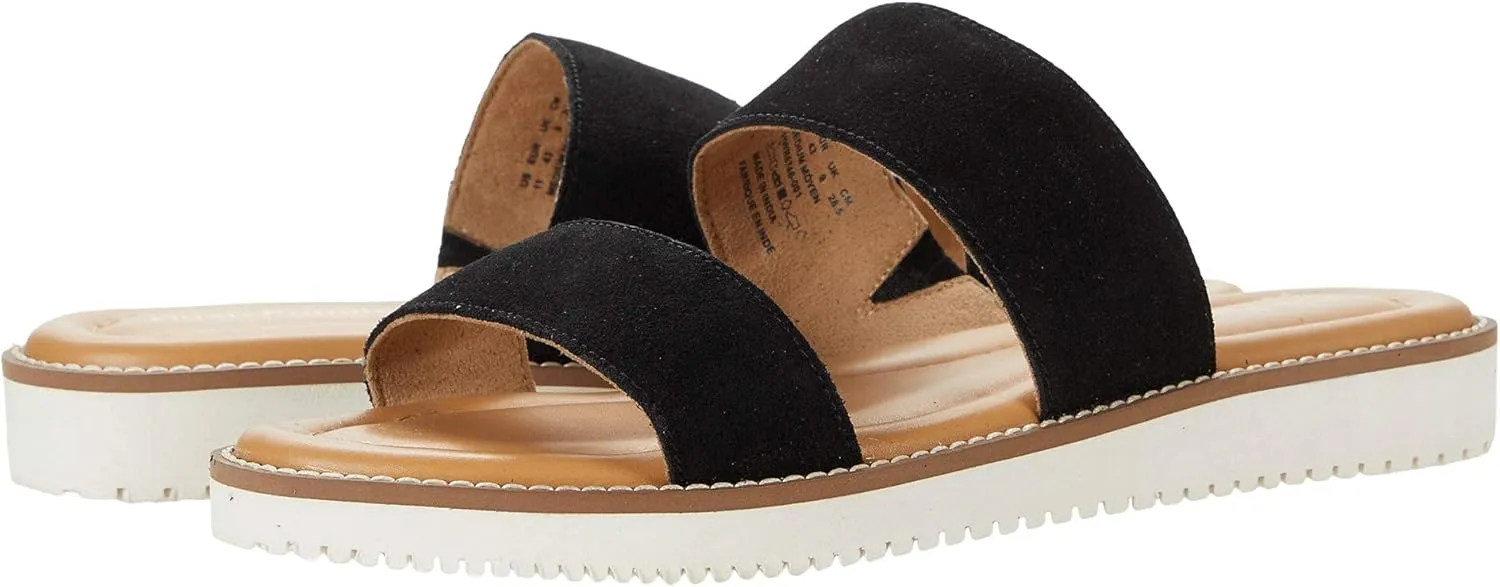 Hush Puppies Briard 2 Band Slide Black Suede 6.5 M (B)
