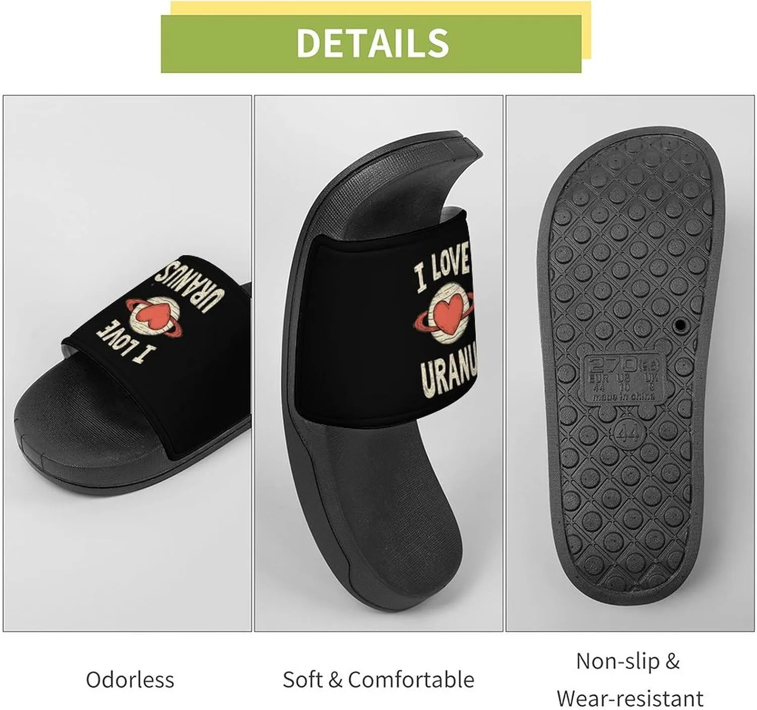 I Love Uranus Unisex Non-Slip Home Slippers Open-toe Outdoor Indoor Slide Shoes Shower Sandals