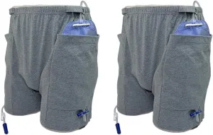 Incontinence Care Trousers 2 Packs, Catheter Leg Bag Shorts, Catheter Supplies Compatible with Foley, Nephrostomy, Biliary Gray