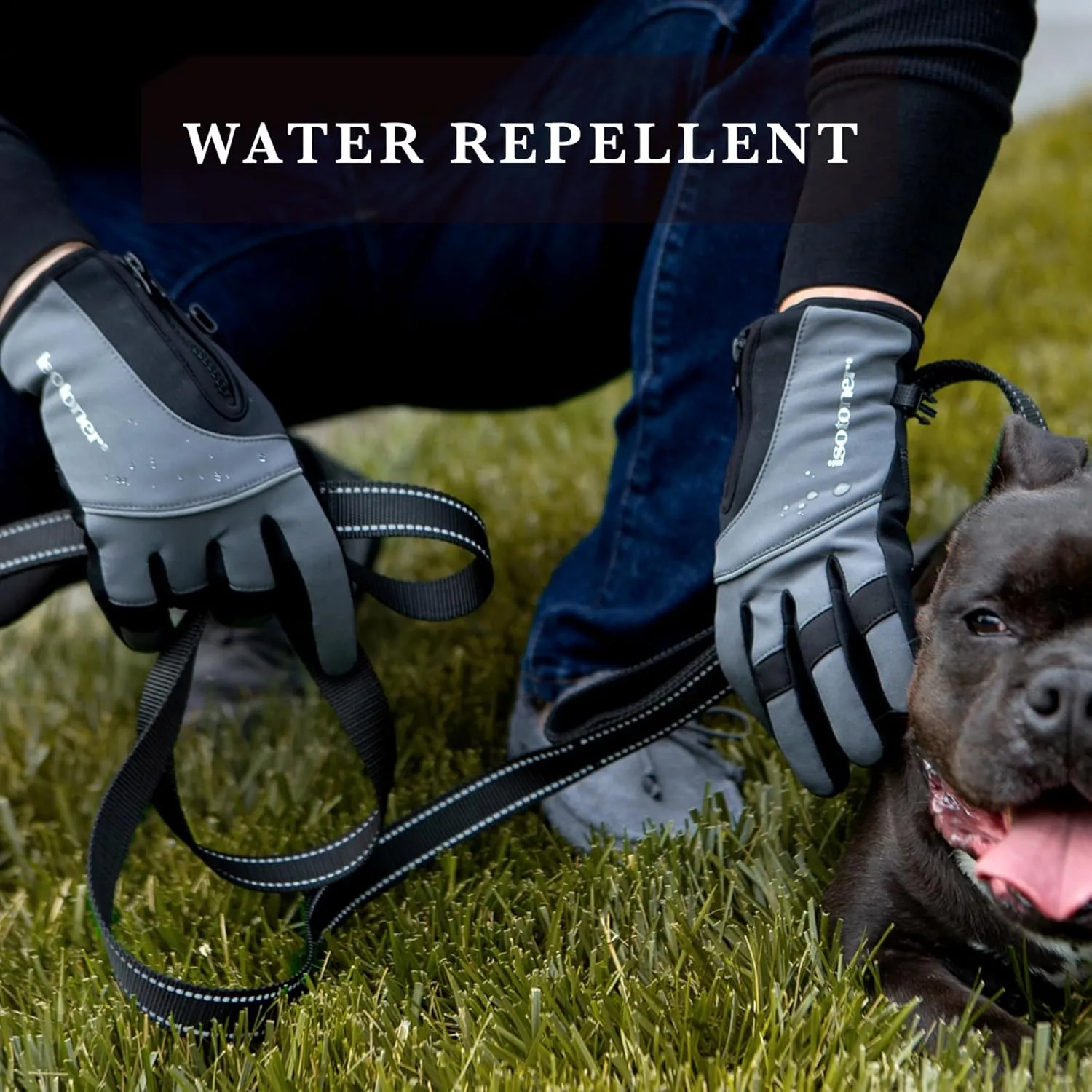 isotoner Men’s Neoprene Sport Gloves with Zipper Closure, Touchscreen Compatibility and Water Repellency