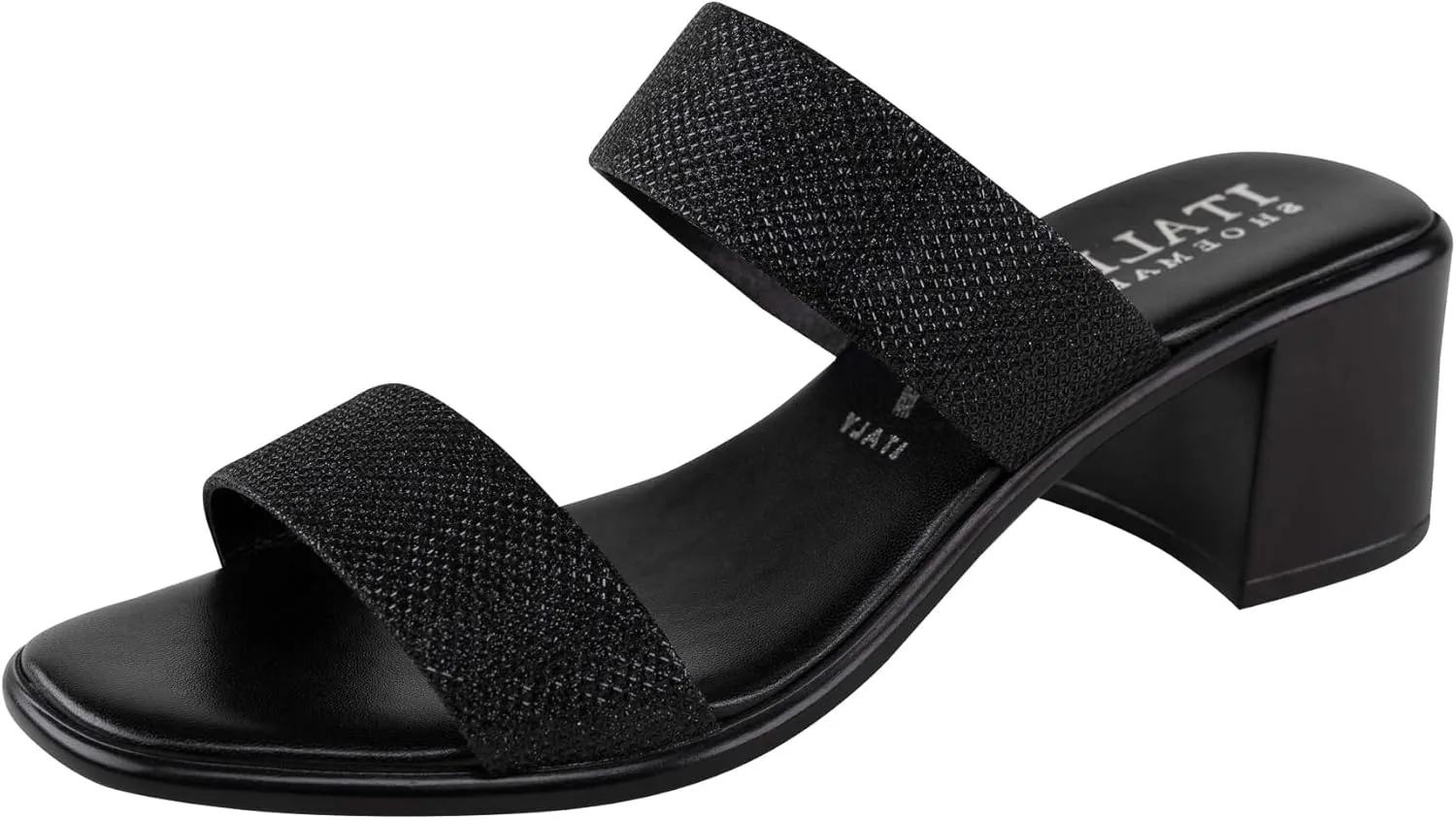 ITALIAN Shoemakers Frannie Womens Chunky Block Heel Strapped Sandal Dressy Open Toe Slide for Women
