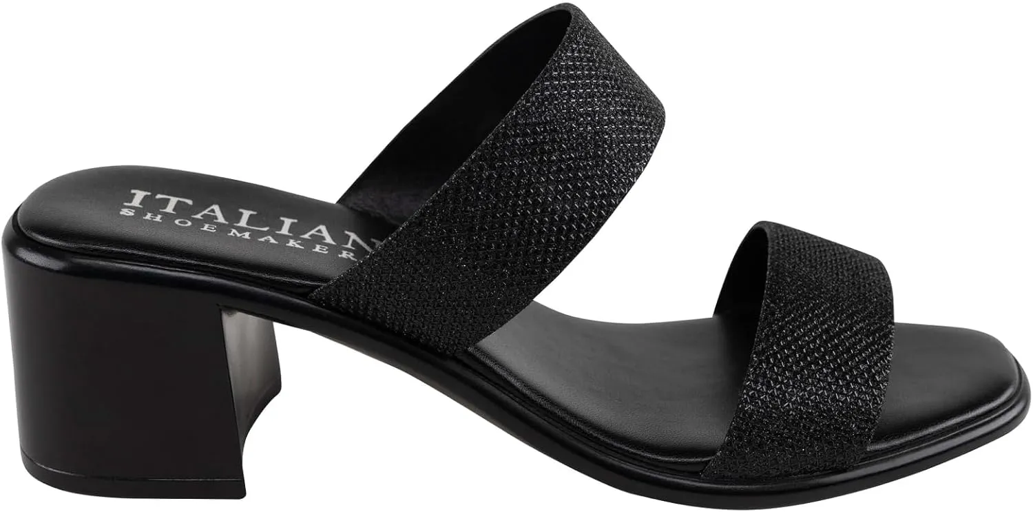 ITALIAN Shoemakers Frannie Womens Chunky Block Heel Strapped Sandal Dressy Open Toe Slide for Women