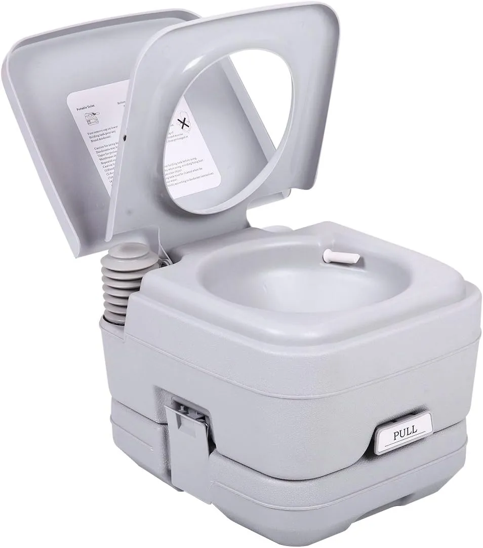 JAXPETY 2.6 Gallon Outdoor Portable Toilet Toilet for RV Travel, Camping, Boating & Car, Leak-Proof Cassette Toilet, Grey