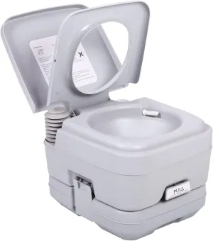 JAXPETY 2.6 Gallon Outdoor Portable Toilet Toilet for RV Travel, Camping, Boating & Car, Leak-Proof Cassette Toilet, Grey