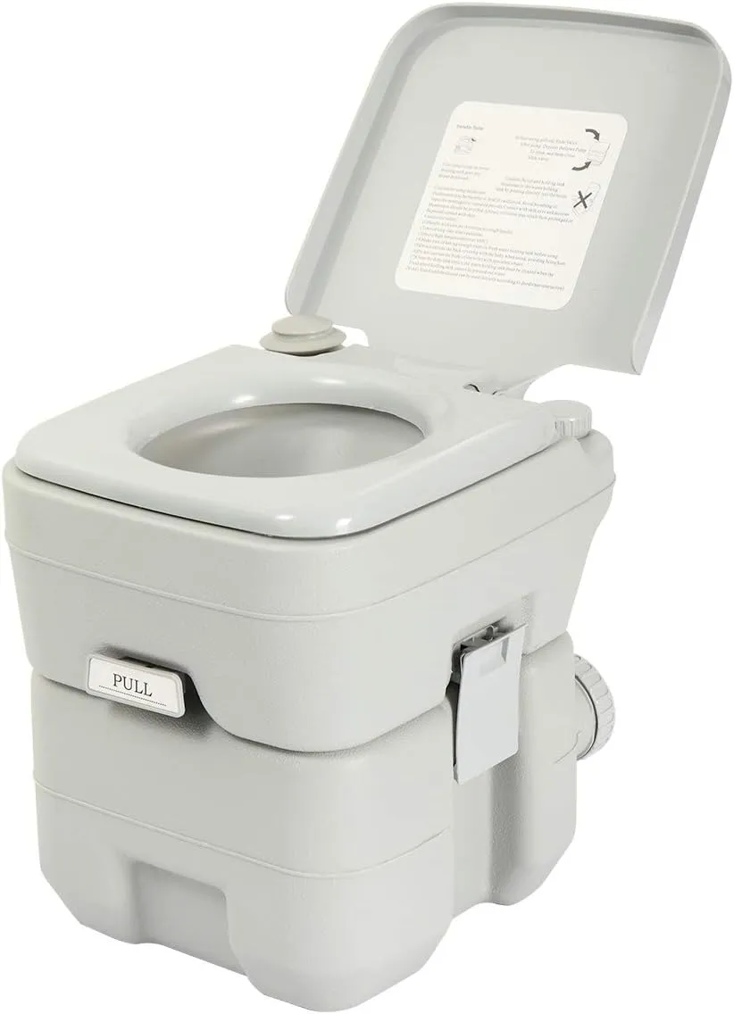 JAXPETY 5.3 Gallon Porta Potty Travel Portable Camping Toilet for RV, Boating, Road Trips, Caravan, Campsite, Hospital(20L Gray)