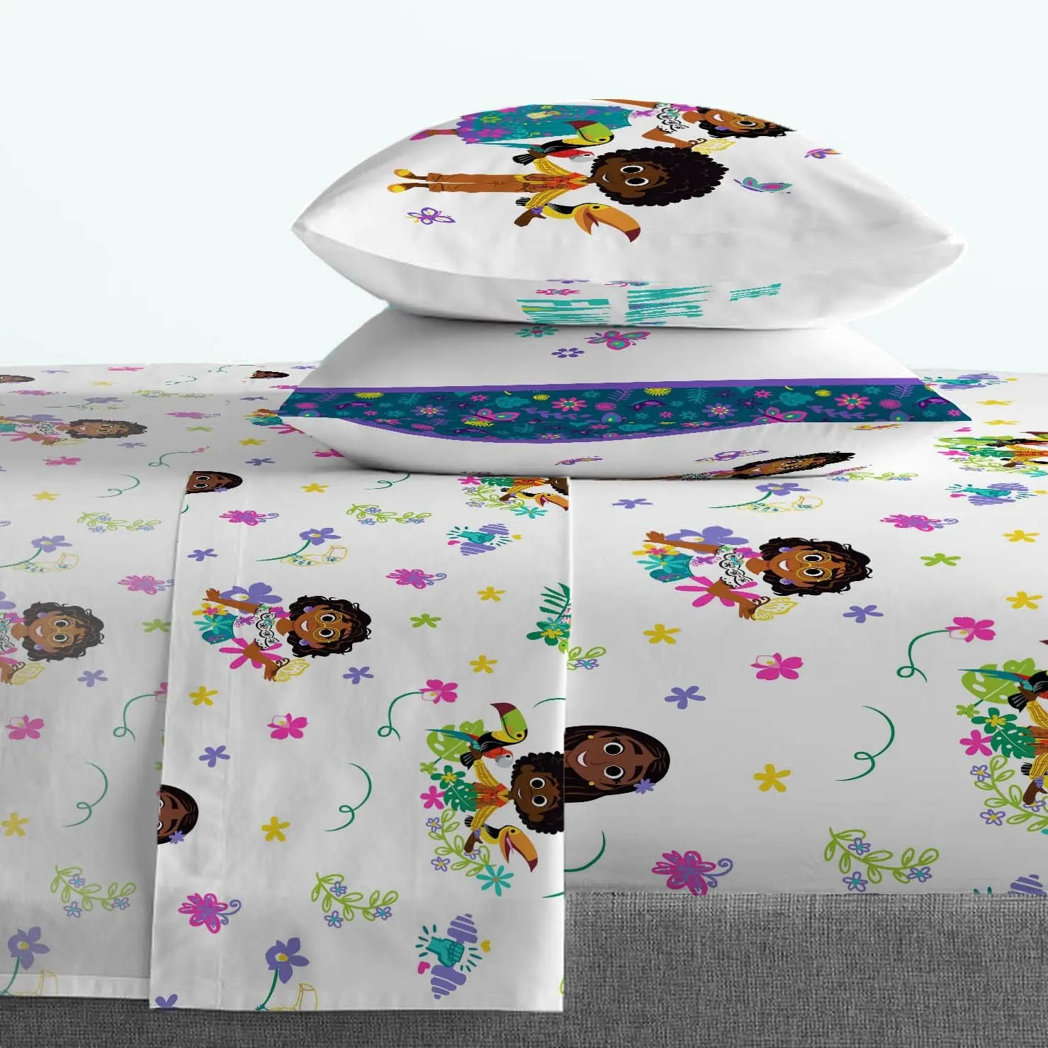 Jay Franco Disney Encanto Sister Magic 5 Piece Full Bed Set - Includes Reversible Comforter & Sheet Set - Super Soft Fade Resistant Polyester (Official Disney Product)