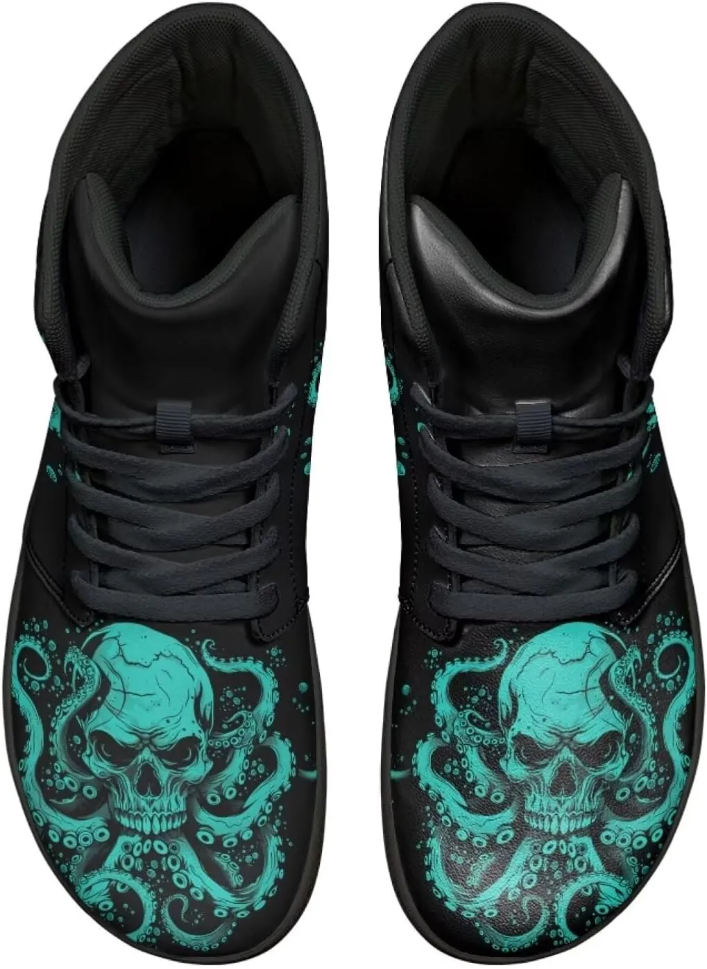 Jeiento Skull High Top Barefoot Running Shoes Breathable Sneaker for Men