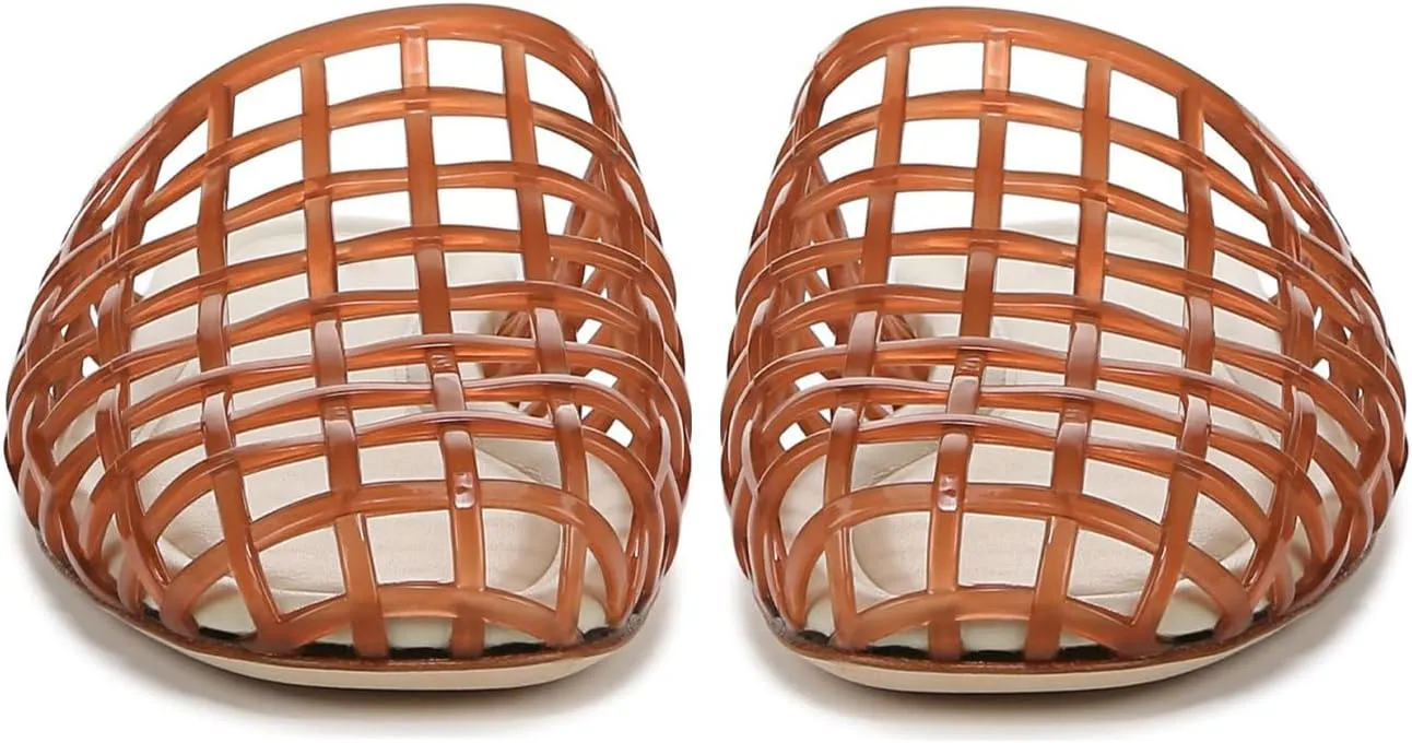 Jelly Shoes for Women Clear Jelly Mesh Slides Sandals Comfortable Closed Round Toe Flat Sandals Slip On Summer Beach Slippers