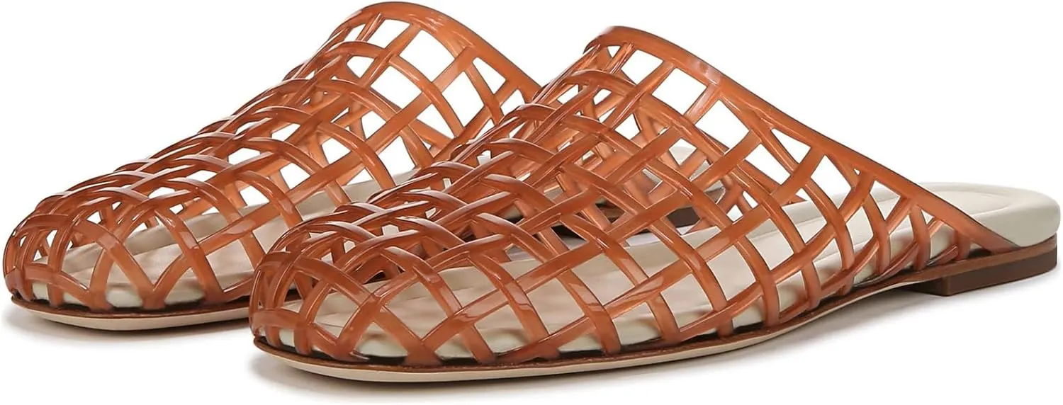 Jelly Shoes for Women Clear Jelly Mesh Slides Sandals Comfortable Closed Round Toe Flat Sandals Slip On Summer Beach Slippers