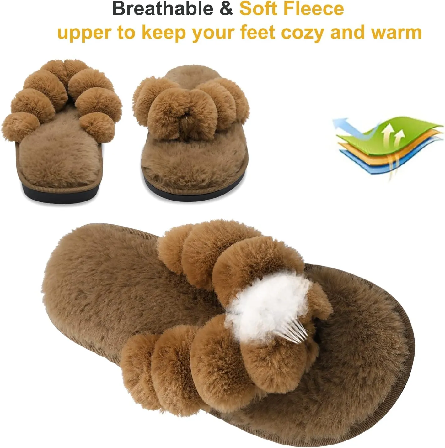 JOINFREE Women's Bedroom Slippers Comfort Four Season Classy Indoor Spa Slide Shoes