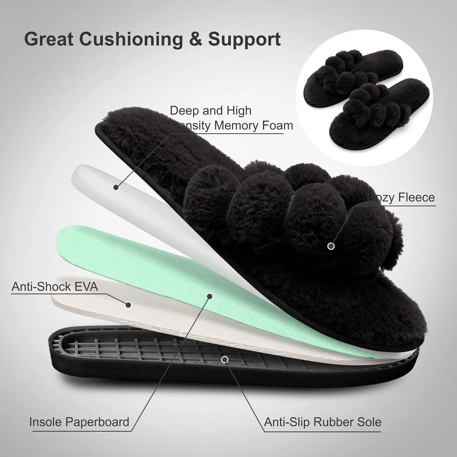 JOINFREE Women's Bedroom Slippers Comfort Four Season Classy Indoor Spa Slide Shoes