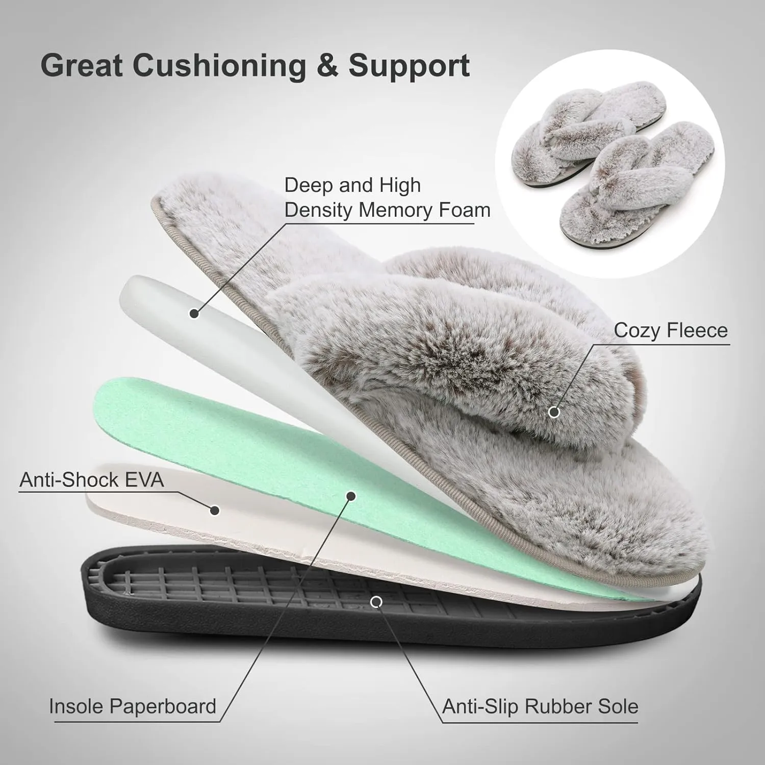 JOINFREE Women's Bedroom Slippers Comfort Four Season Classy Indoor Spa Slide Shoes