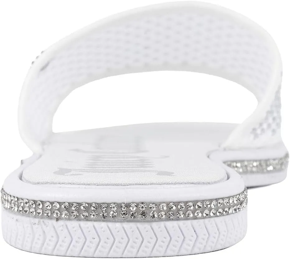 Juicy Couture Women's Slide Sandals - Glitter Bling Open Toe Sparkle Flats - Dressy Summer Casual Footwear