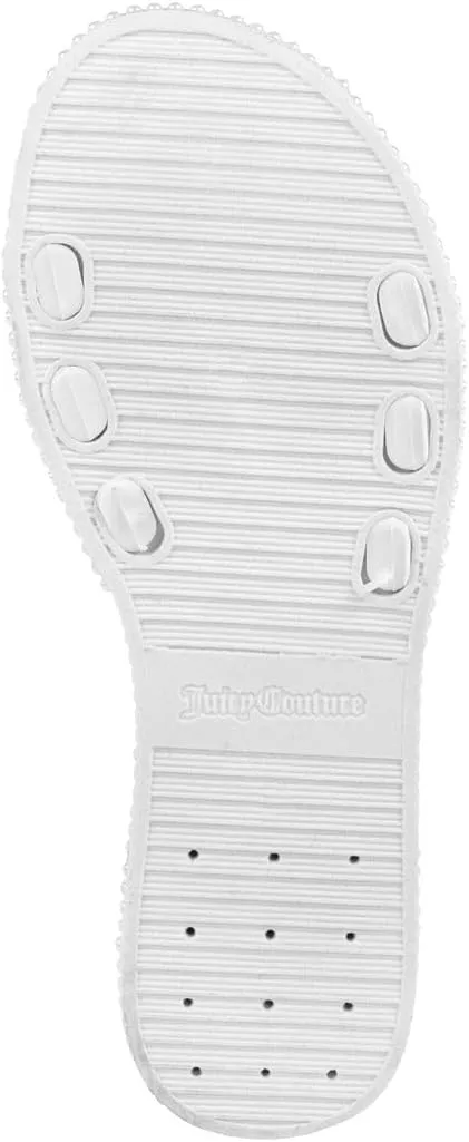 Juicy Couture Women's Slide Sandals - Glitter Bling Open Toe Sparkle Flats - Dressy Summer Casual Footwear