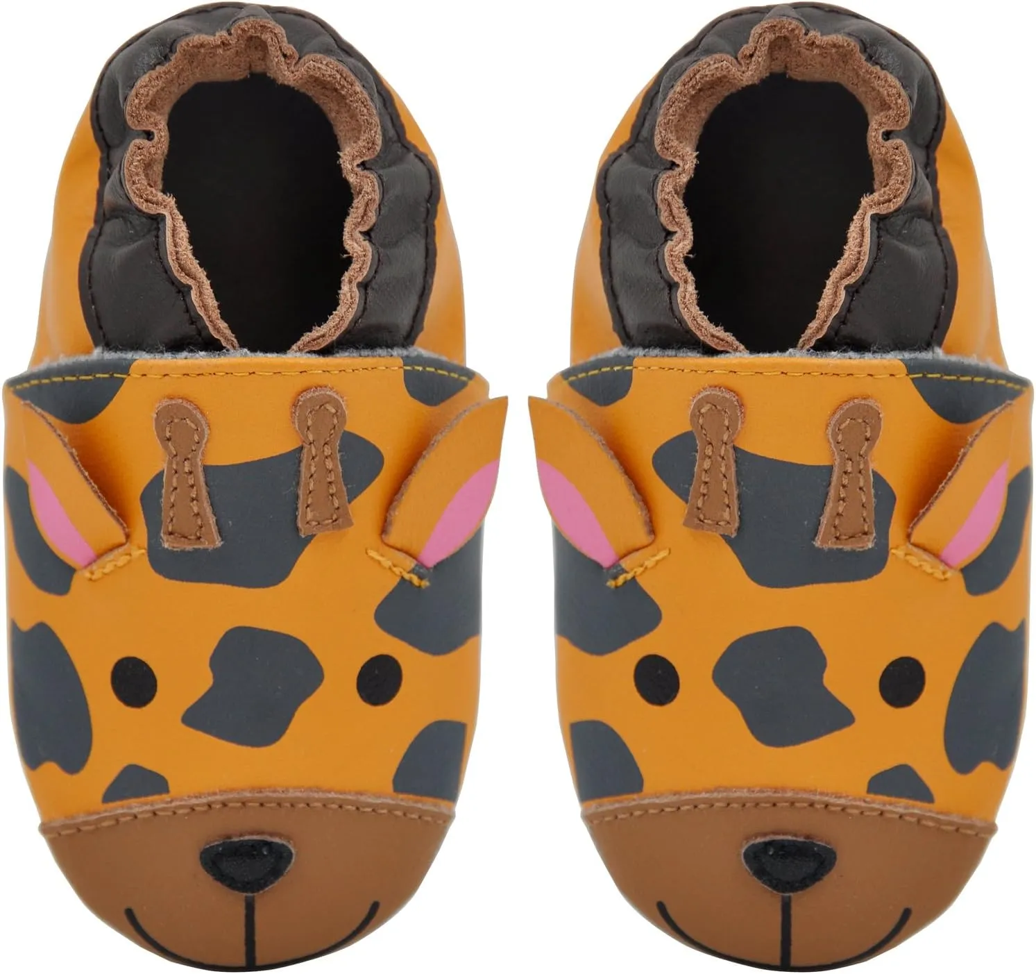 Kimi   Kai Baby Unisex Lambskin Leather Soft Sole Shoes - Giraffe