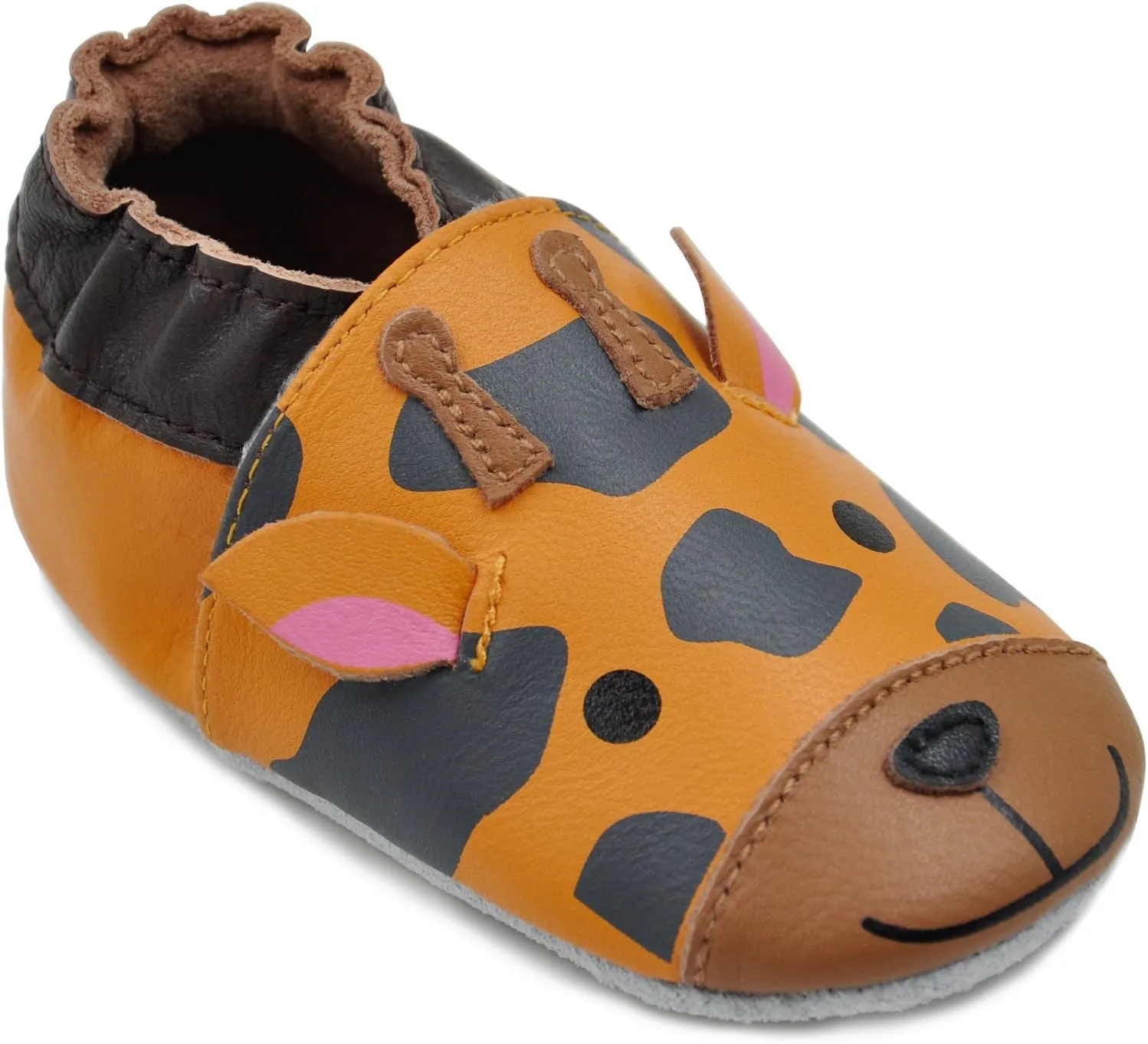 Kimi   Kai Baby Unisex Lambskin Leather Soft Sole Shoes - Giraffe