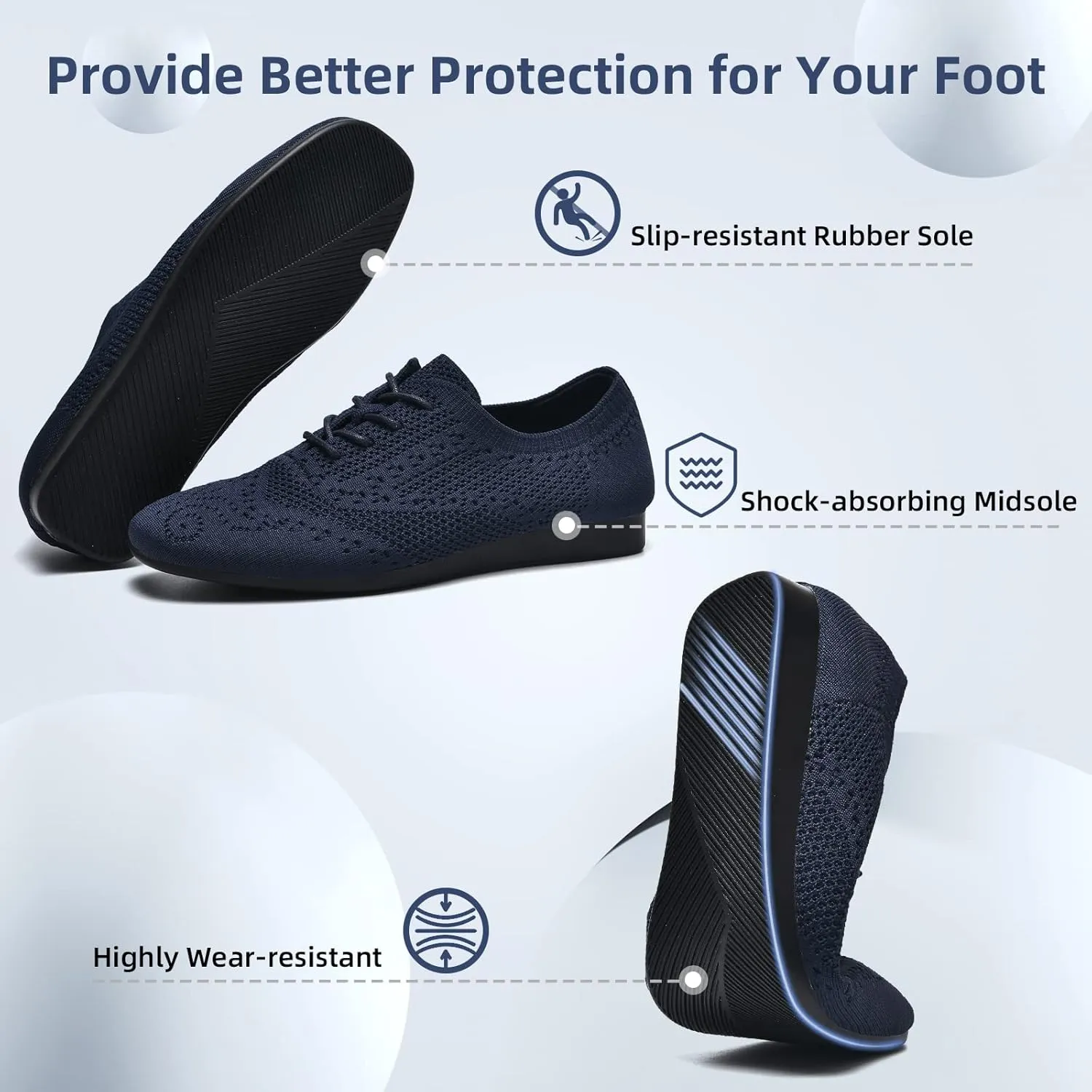 konhill Women's Lace-up Oxfords Flats Classic Knit Brogue Dress Walking Shoes Casual Sneakers