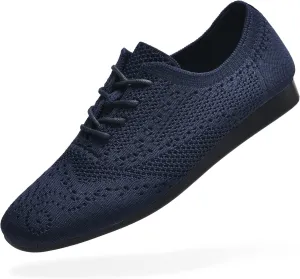 konhill Women's Lace-up Oxfords Flats Classic Knit Brogue Dress Walking Shoes Casual Sneakers
