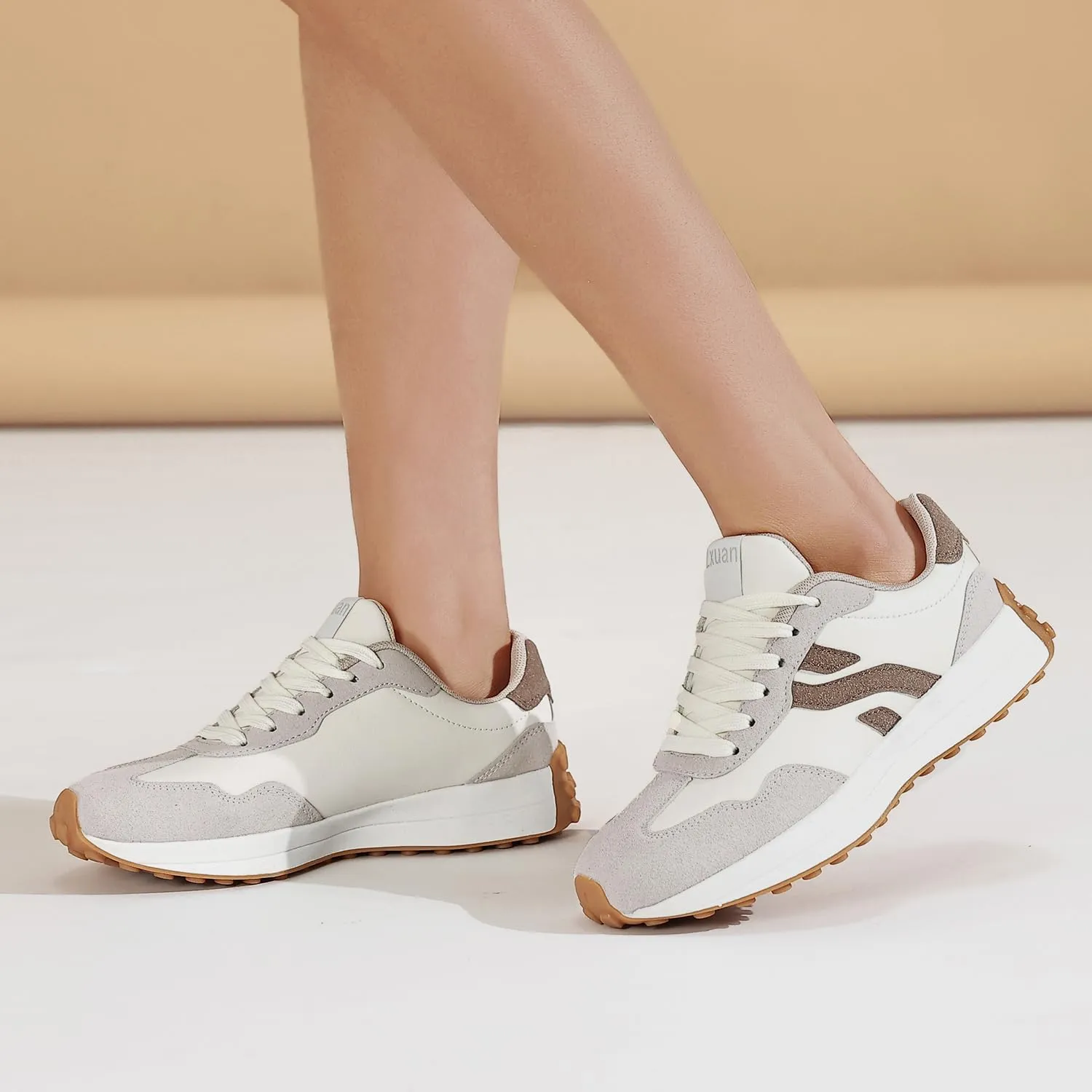 Ladies Retro Thick-Soled Casual Lightweight Sports Shoes - Classic Lace-up Anti-Slip Breathable Tennis Running Shoes
