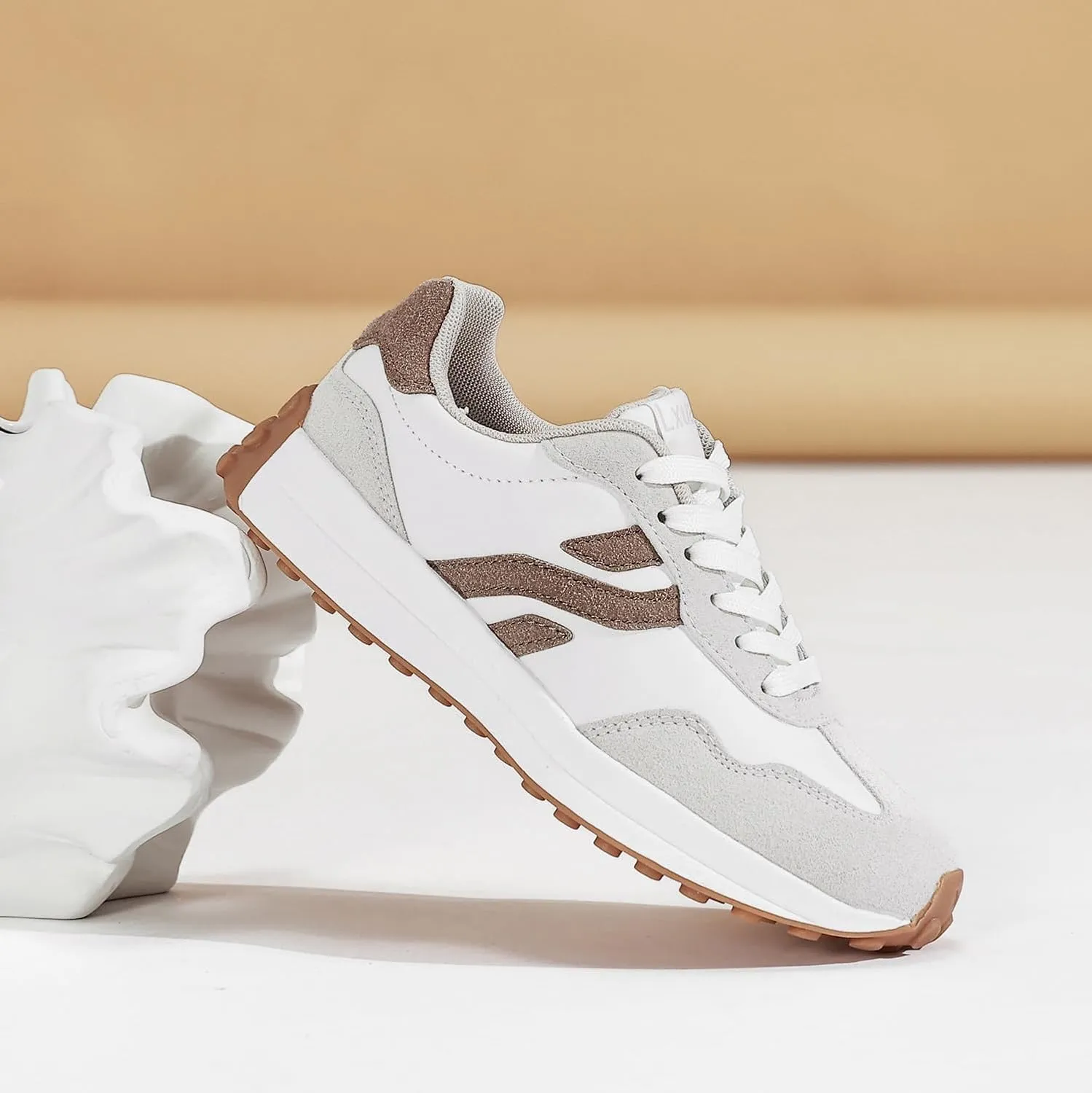 Ladies Retro Thick-Soled Casual Lightweight Sports Shoes - Classic Lace-up Anti-Slip Breathable Tennis Running Shoes
