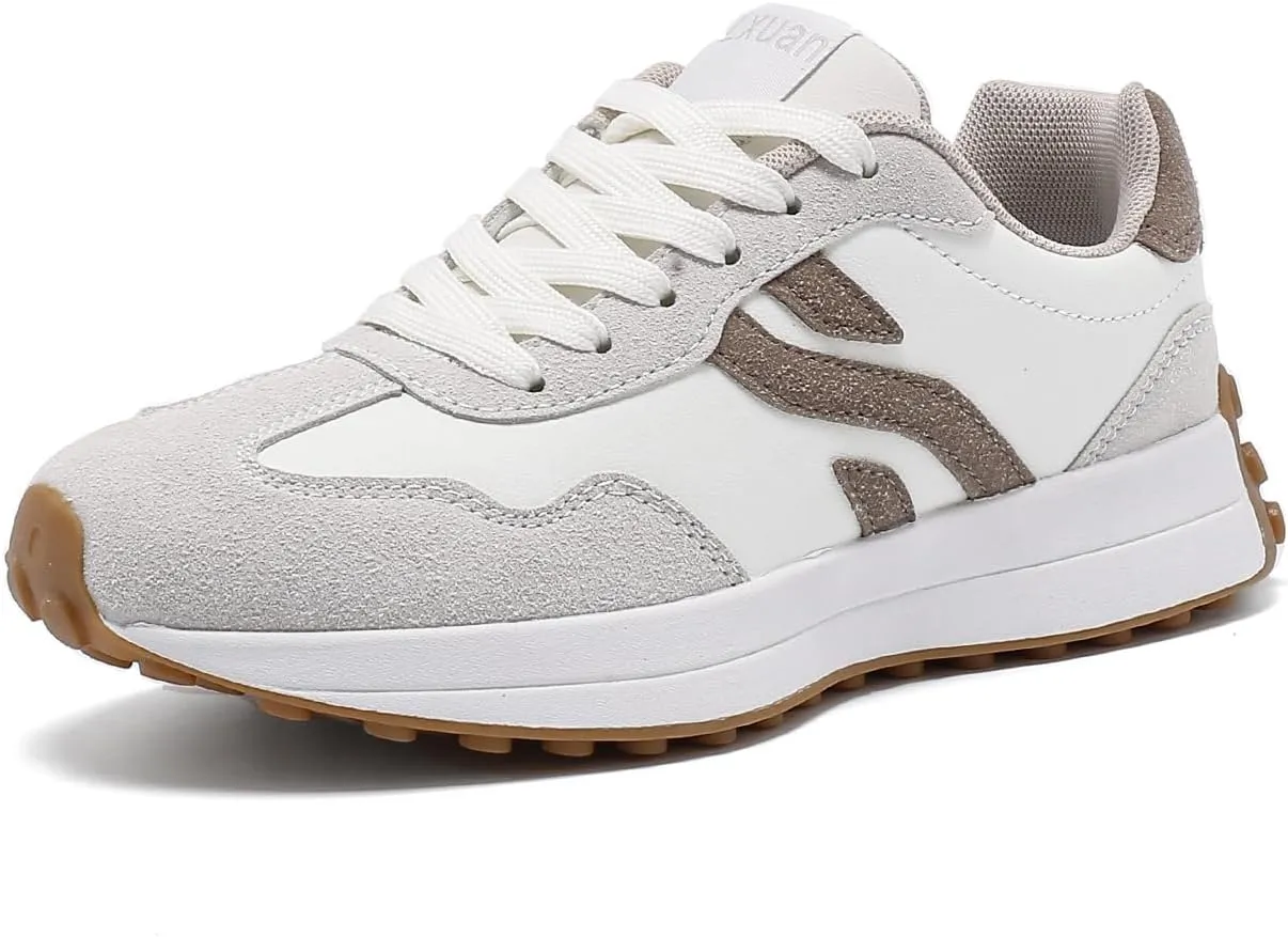 Ladies Retro Thick-Soled Casual Lightweight Sports Shoes - Classic Lace-up Anti-Slip Breathable Tennis Running Shoes