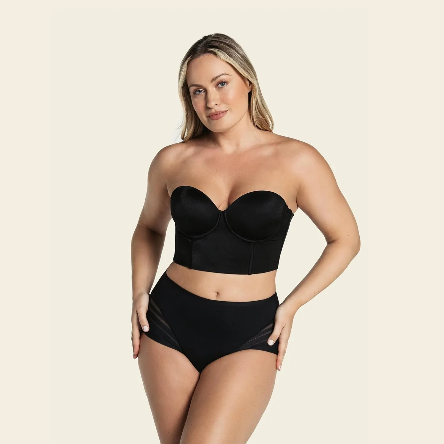 Leonisa Invisible High Waisted Tummy Control Stripe Lace Underwear - Shapewear Panties for Women