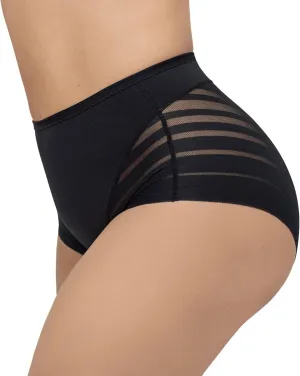 Leonisa Invisible High Waisted Tummy Control Stripe Lace Underwear - Shapewear Panties for Women